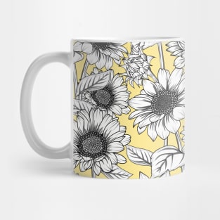 Sunflowers Line Art Pattern Mug